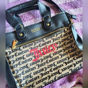 Juicy Couture Black and Tan Tote with Red Sparkle Accent